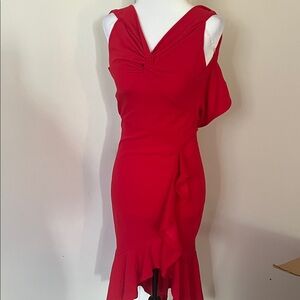SHEIN | Women’s Size 2 (XS) Elegant Red Ruffle Midi Dress